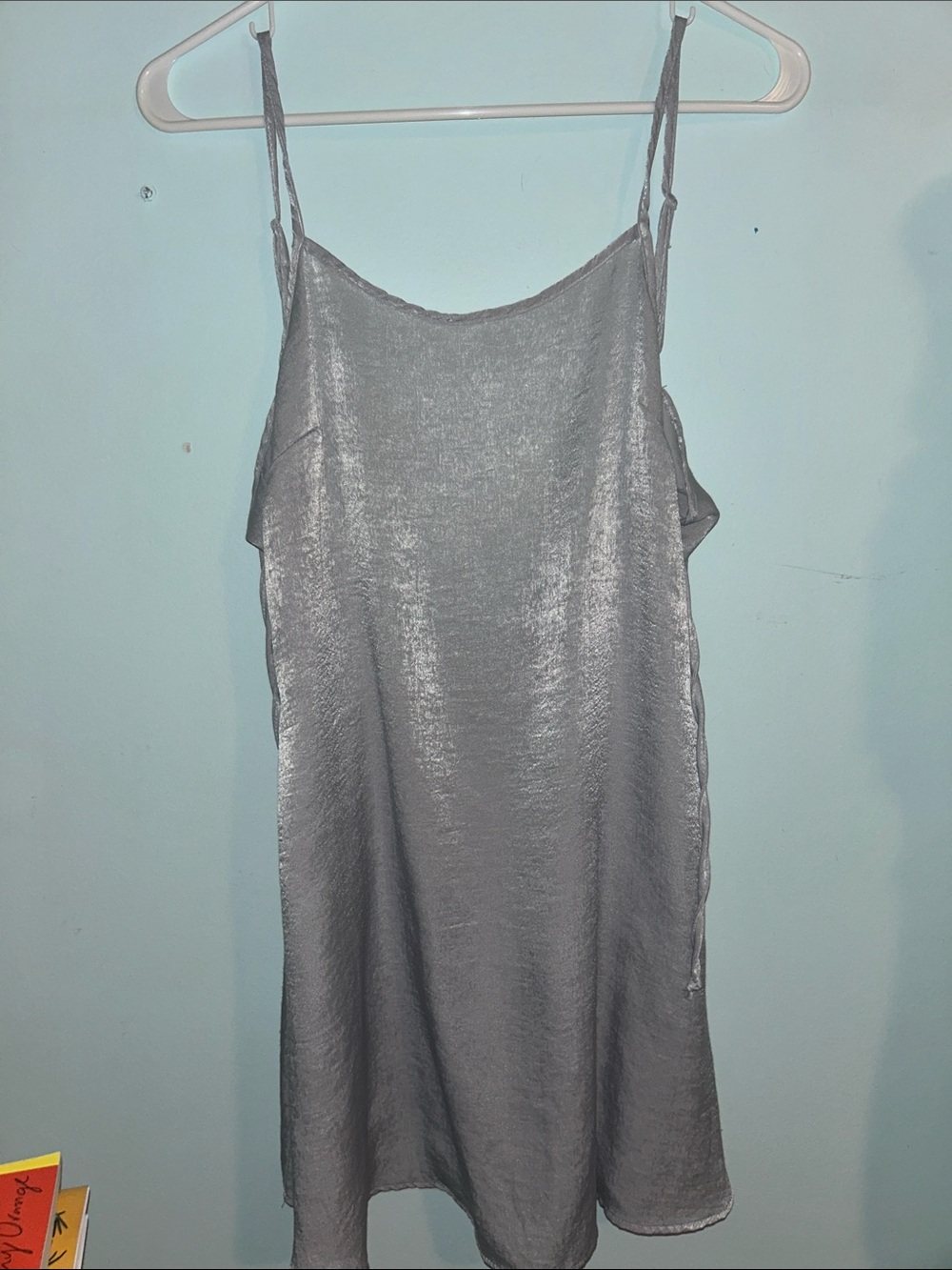 Urban Renewal Silver Satin Mini Slip Dress